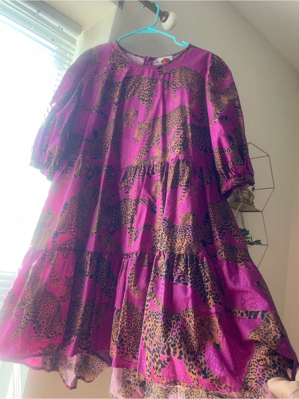 FARM Rio Pink Leopard Print Tiered Minidress